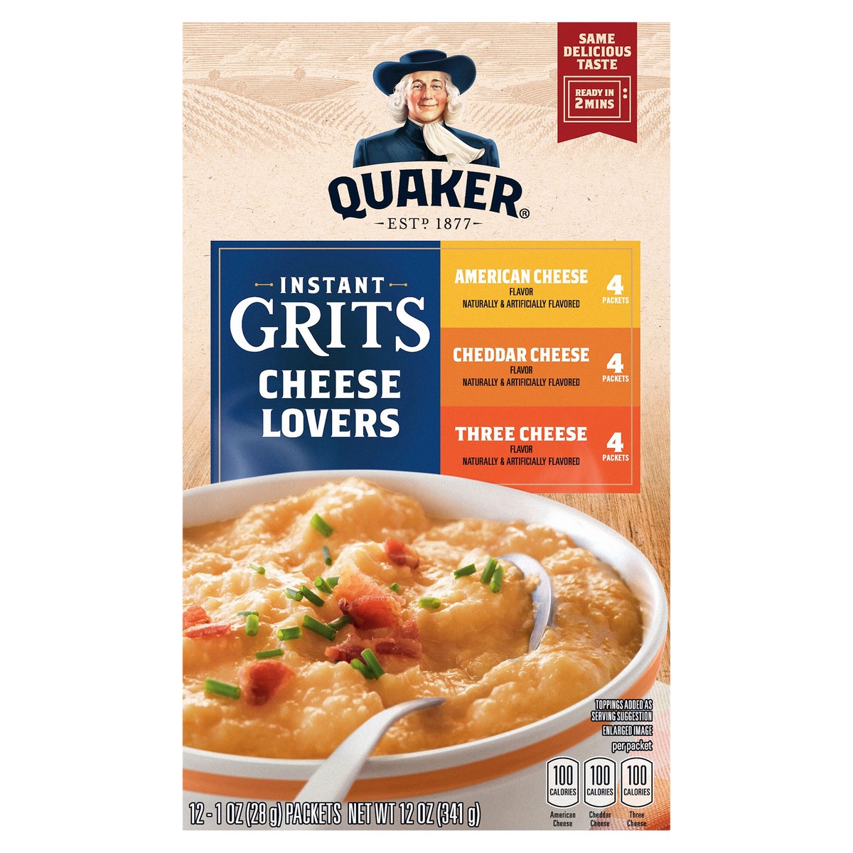 slide 11 of 11, Quaker Instant Grits Cheese Lovers Variety 1 Oz 12 Count, 12 ct