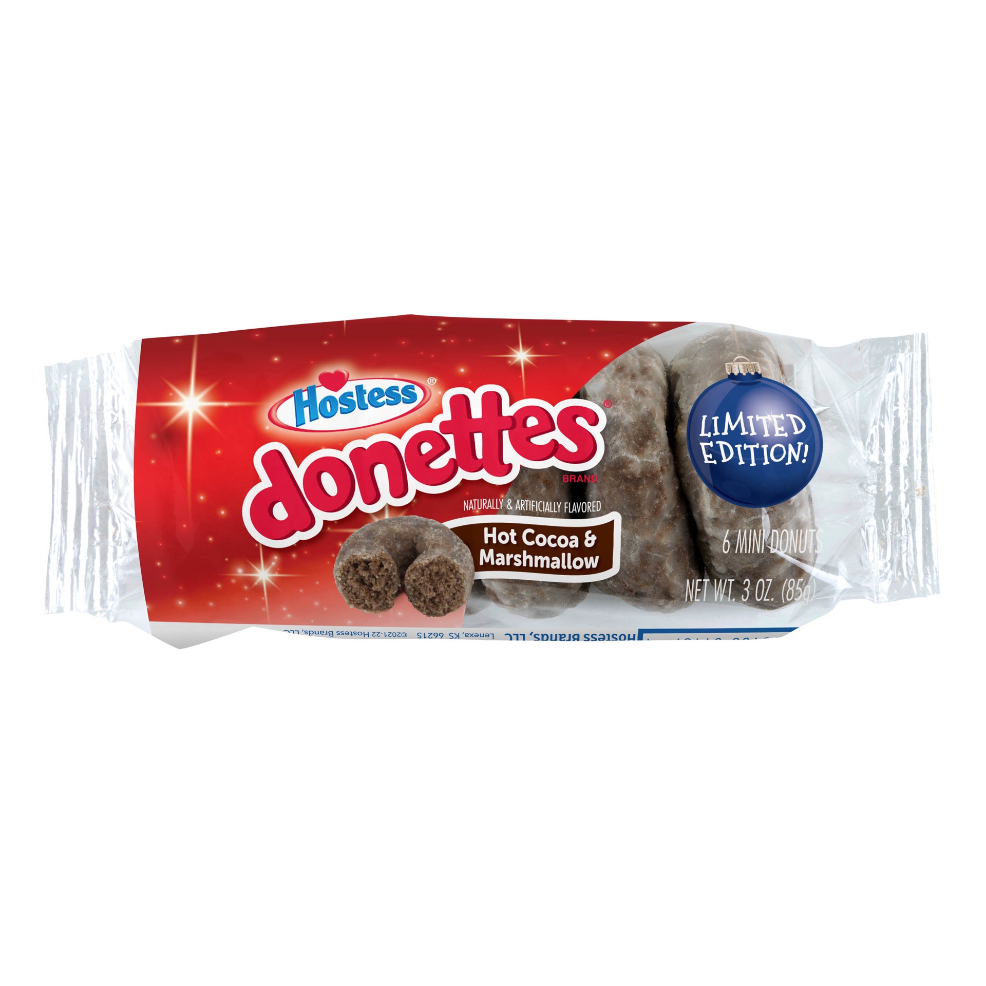 slide 1 of 5, HOSTESS Hot Cocoa & Marshmallow Flavored DONETTES Donuts Single Serve, 6 Count, 3 oz, 3 oz