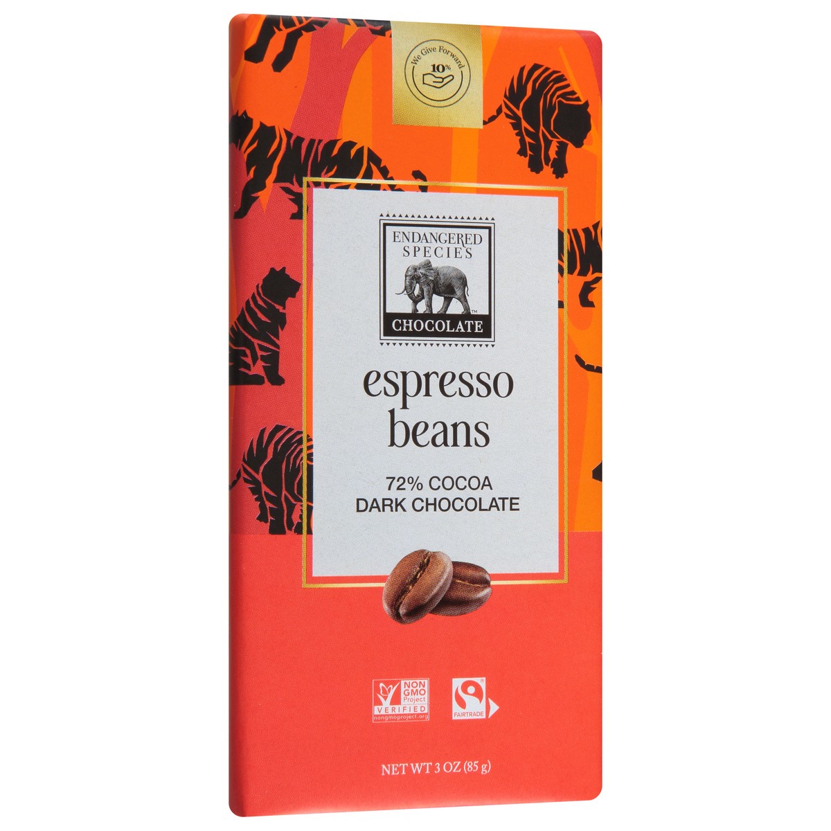 slide 8 of 11, Endangered Species Dark Chocolate With Espresso Beans Chocolate Bar, 3 oz