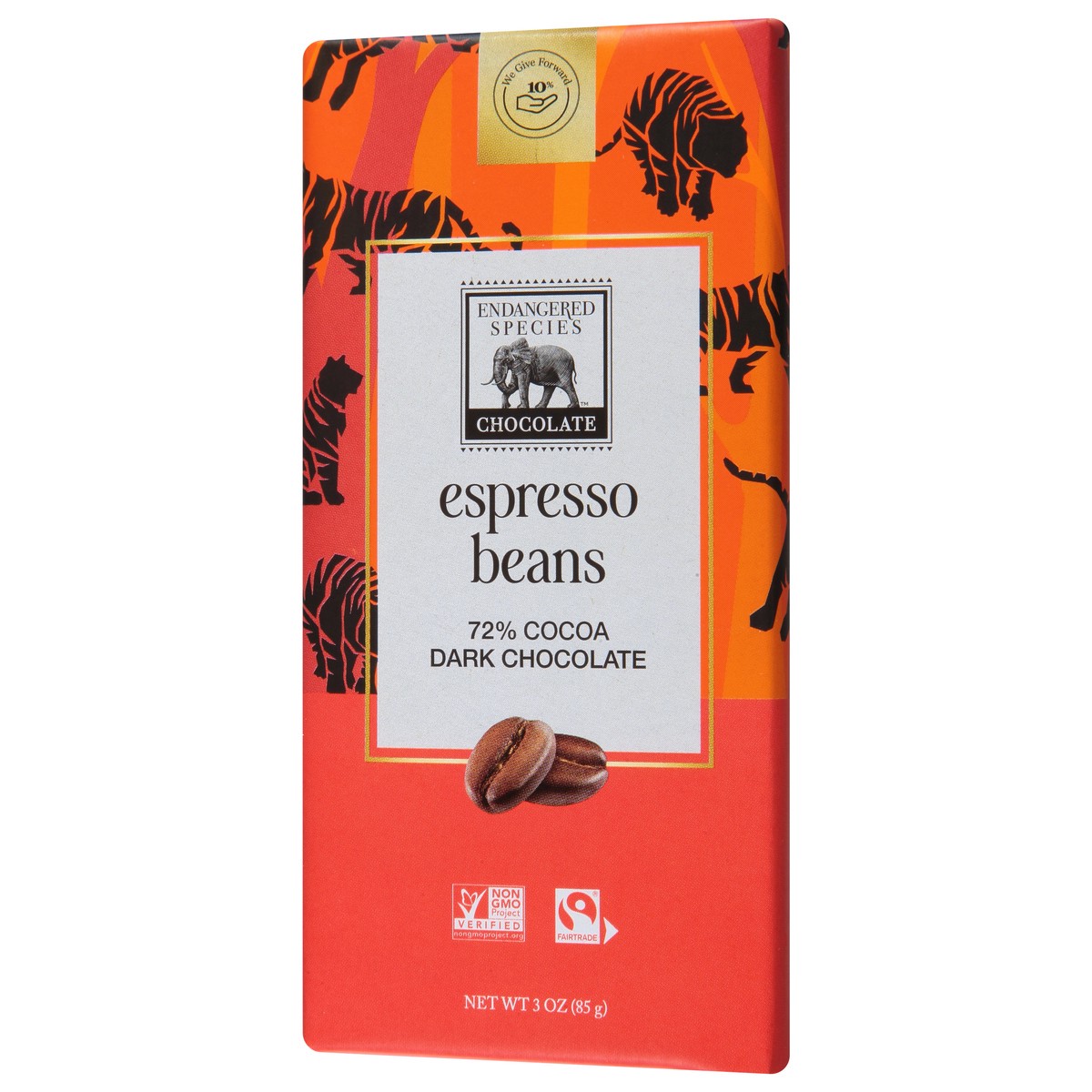 slide 11 of 11, Endangered Species Dark Chocolate With Espresso Beans Chocolate Bar, 3 oz