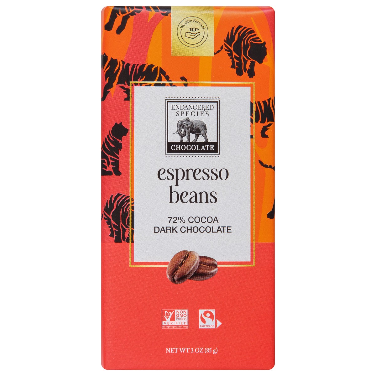 slide 2 of 11, Endangered Species Dark Chocolate With Espresso Beans Chocolate Bar, 3 oz