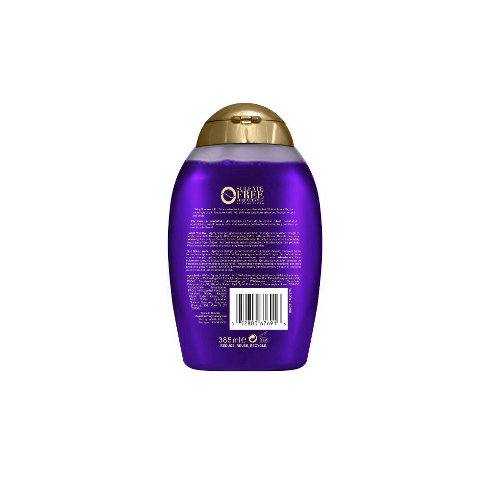 slide 3 of 7, OGX Impecca-Blonde Purple Toning Shampoo, 13 fl oz, 13 oz