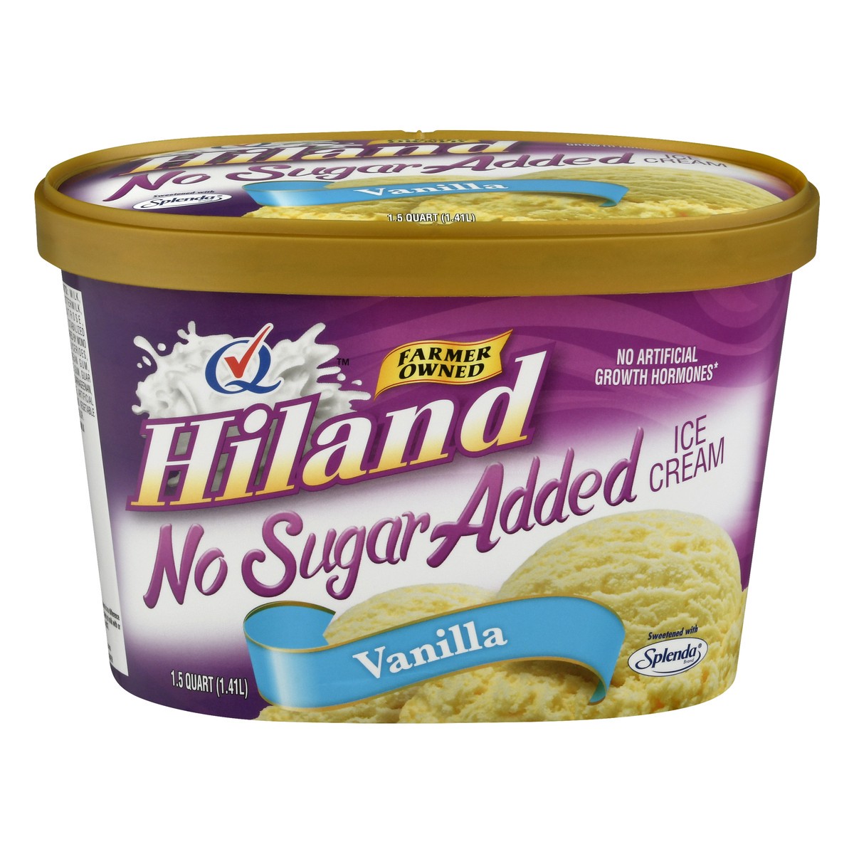 slide 1 of 1, Hiland Dairy Vanilla No Sugar Added Ice Cream, 48 oz