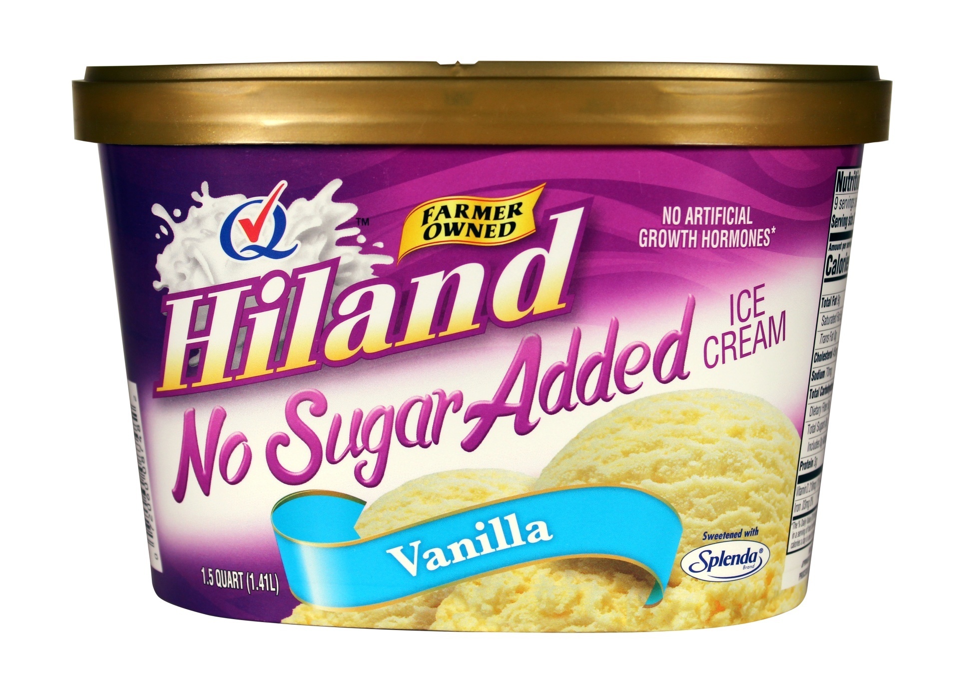 slide 1 of 1, Hiland Dairy Vanilla No Sugar Added Ice Cream, 48 oz