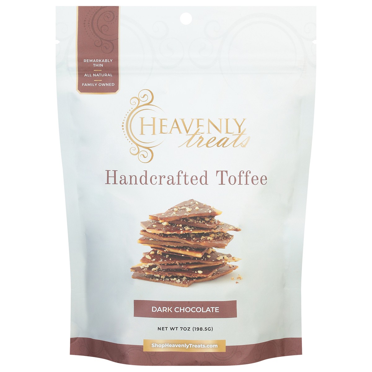 slide 2 of 9, Heavenly Treats Handcrafted Dark Chocolate Toffee 7 oz, 7 oz