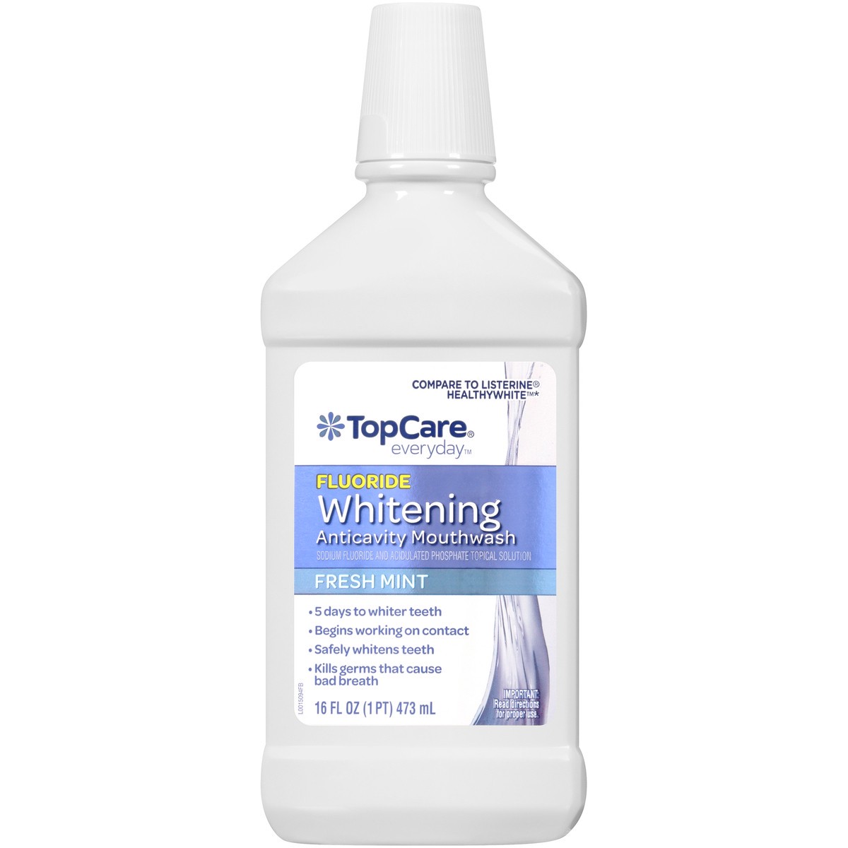 slide 1 of 11, TopCare Fluoride Whitening Anticavity Mouthwash, Fresh Mint, 16 fl oz