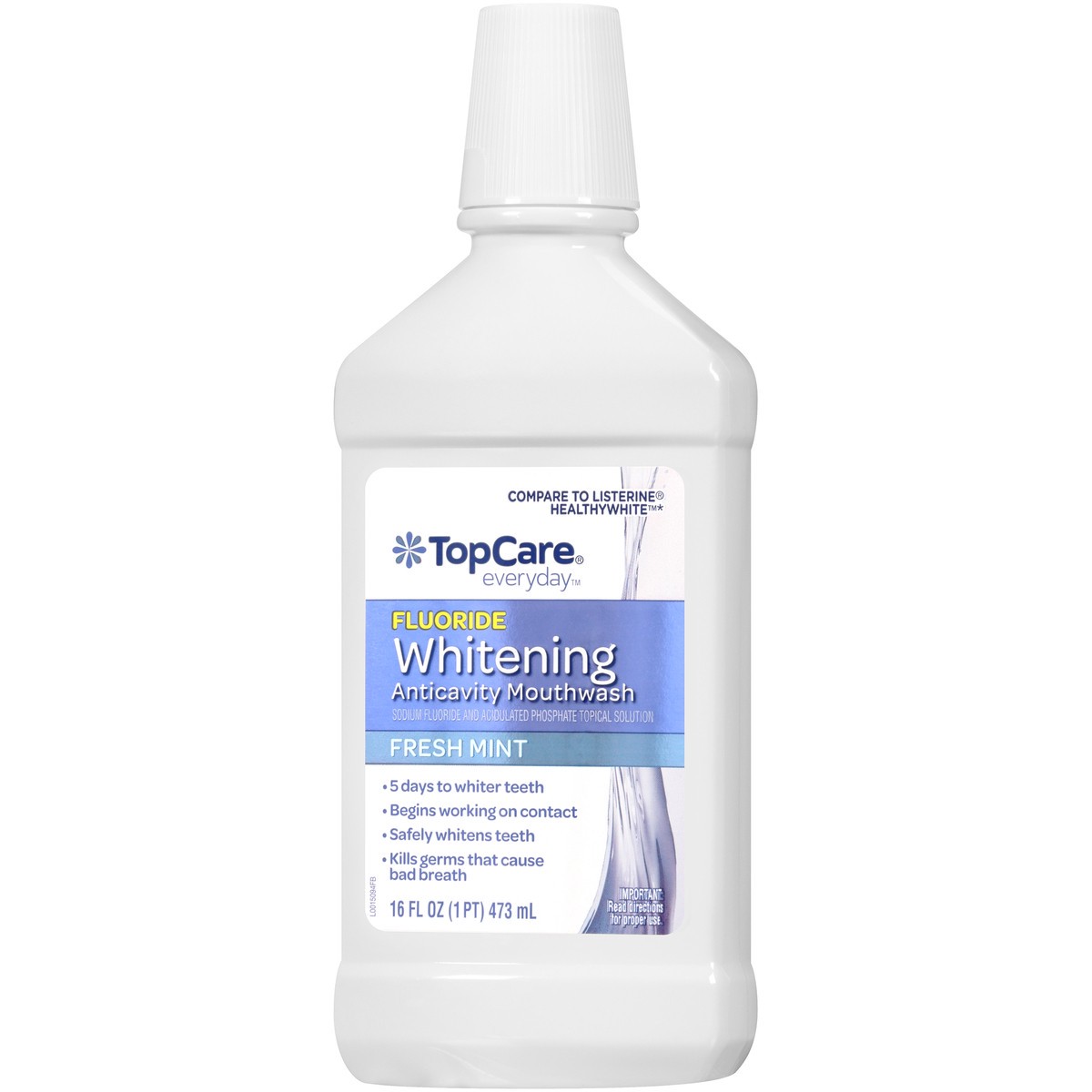 slide 2 of 11, TopCare Fluoride Whitening Anticavity Mouthwash, Fresh Mint, 16 fl oz