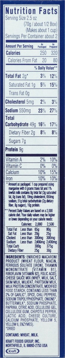 slide 5 of 13, Kraft Cheesy Southwest Chipotle Macaroni & Cheese Dinner 5.5 oz. Box, 5.5 oz