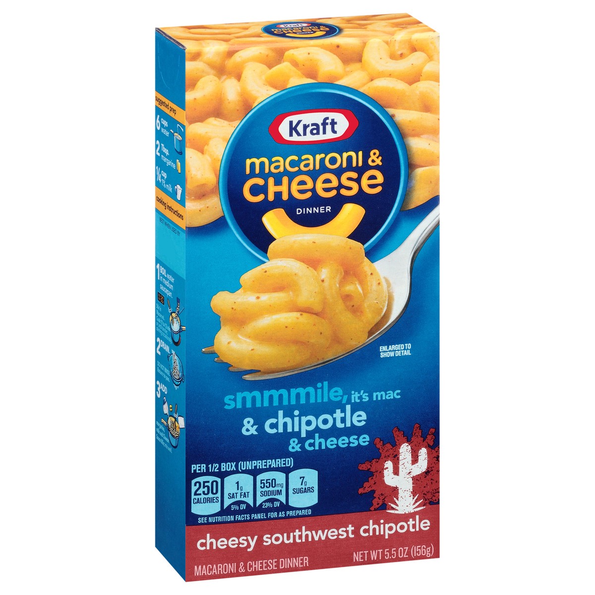 slide 7 of 13, Kraft Cheesy Southwest Chipotle Macaroni & Cheese Dinner 5.5 oz. Box, 5.5 oz