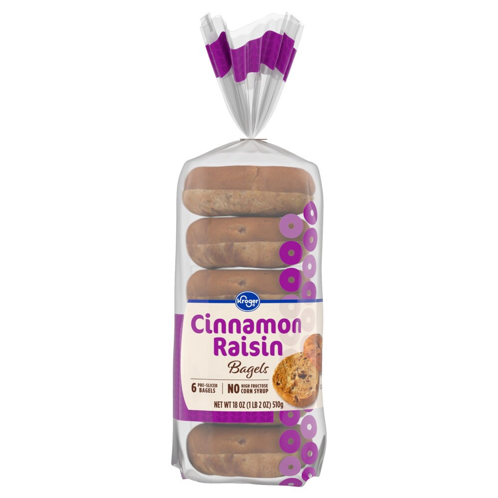 slide 2 of 4, Kroger® Cinnamon Raisin Bagels, 6 ct; 18 oz
