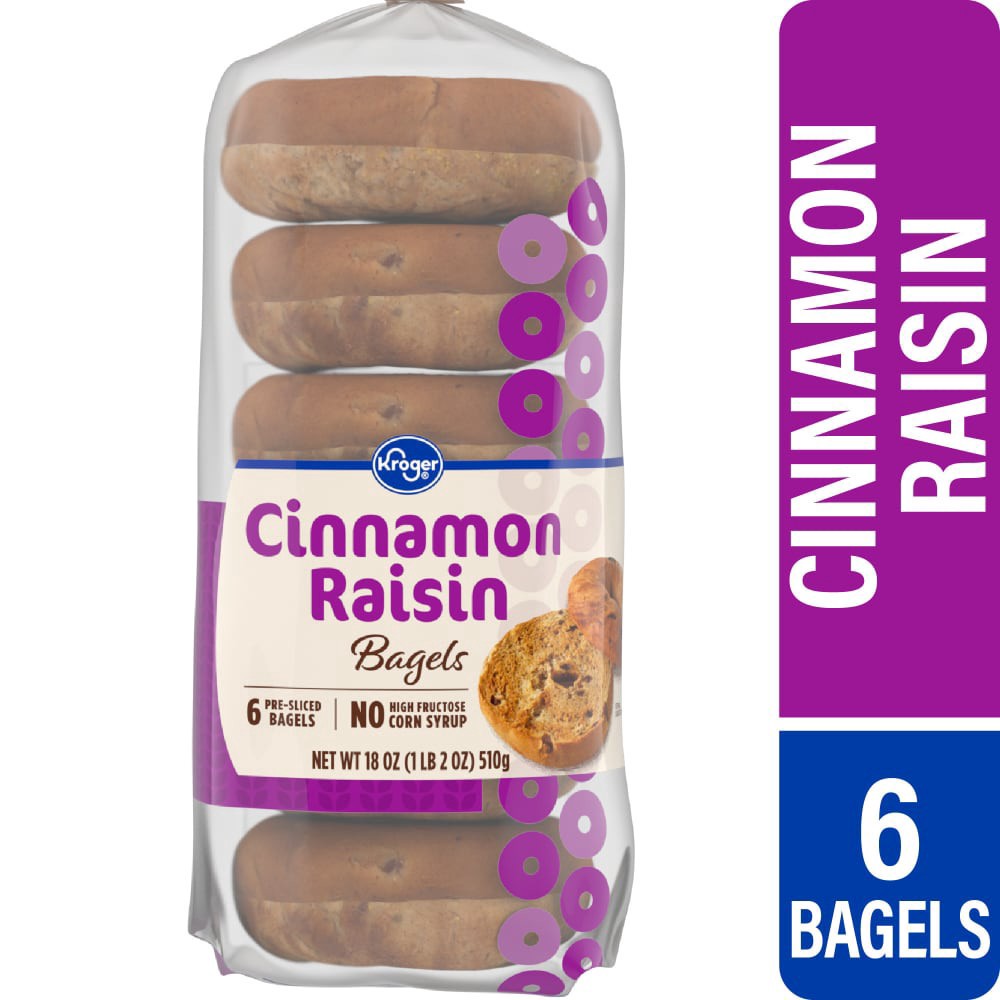 slide 1 of 4, Kroger® Cinnamon Raisin Bagels, 6 ct; 18 oz