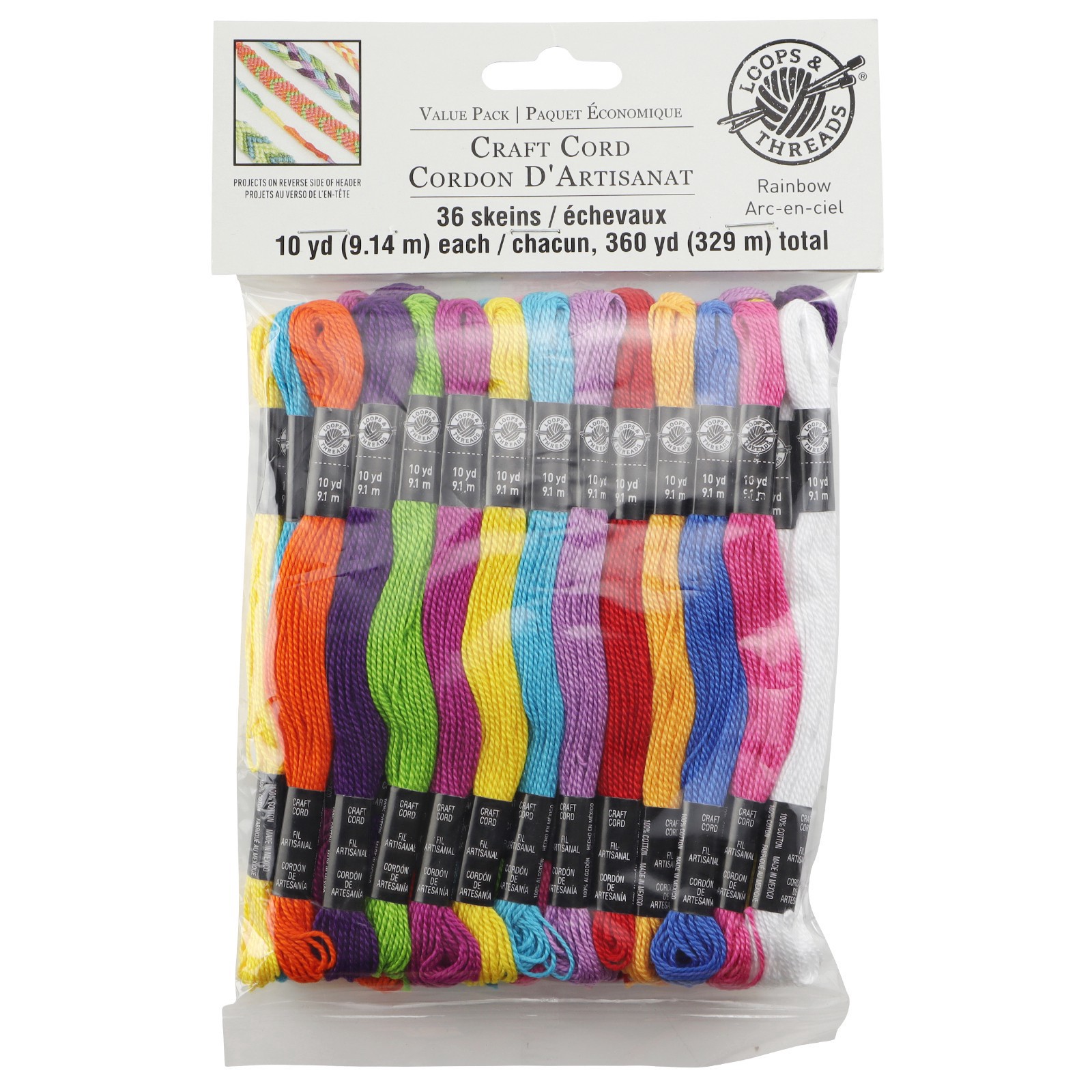 slide 2 of 5, Rainbow Craft Cord By Loops & Threads, 36ct., 36 ct