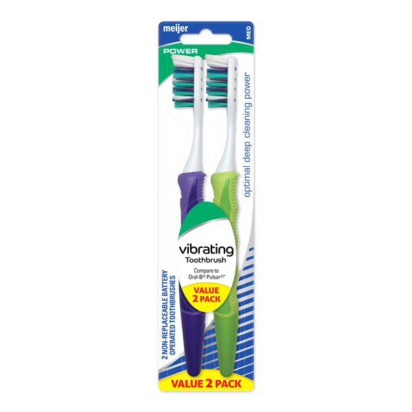 slide 1 of 1, Meijer Vibrating Toothbrush Medium, Value, 2 ct