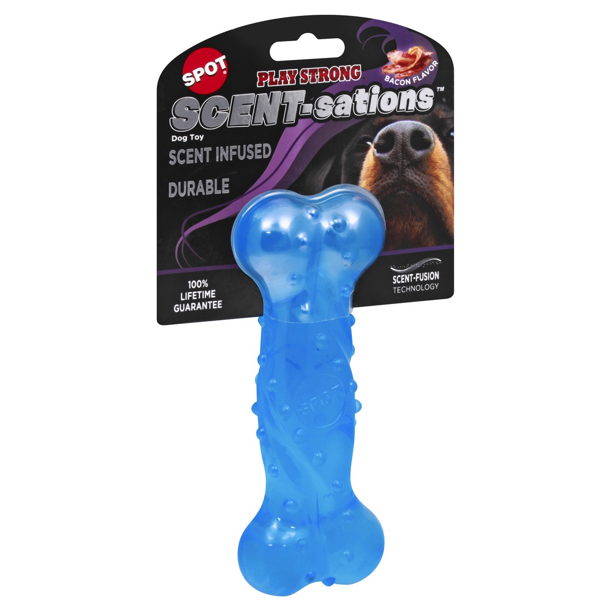 slide 6 of 9, SCENT-sations Spot 6 Inch Scent Infused Bone Bacon Flavor Dog Toy 1 ea, 1 ct