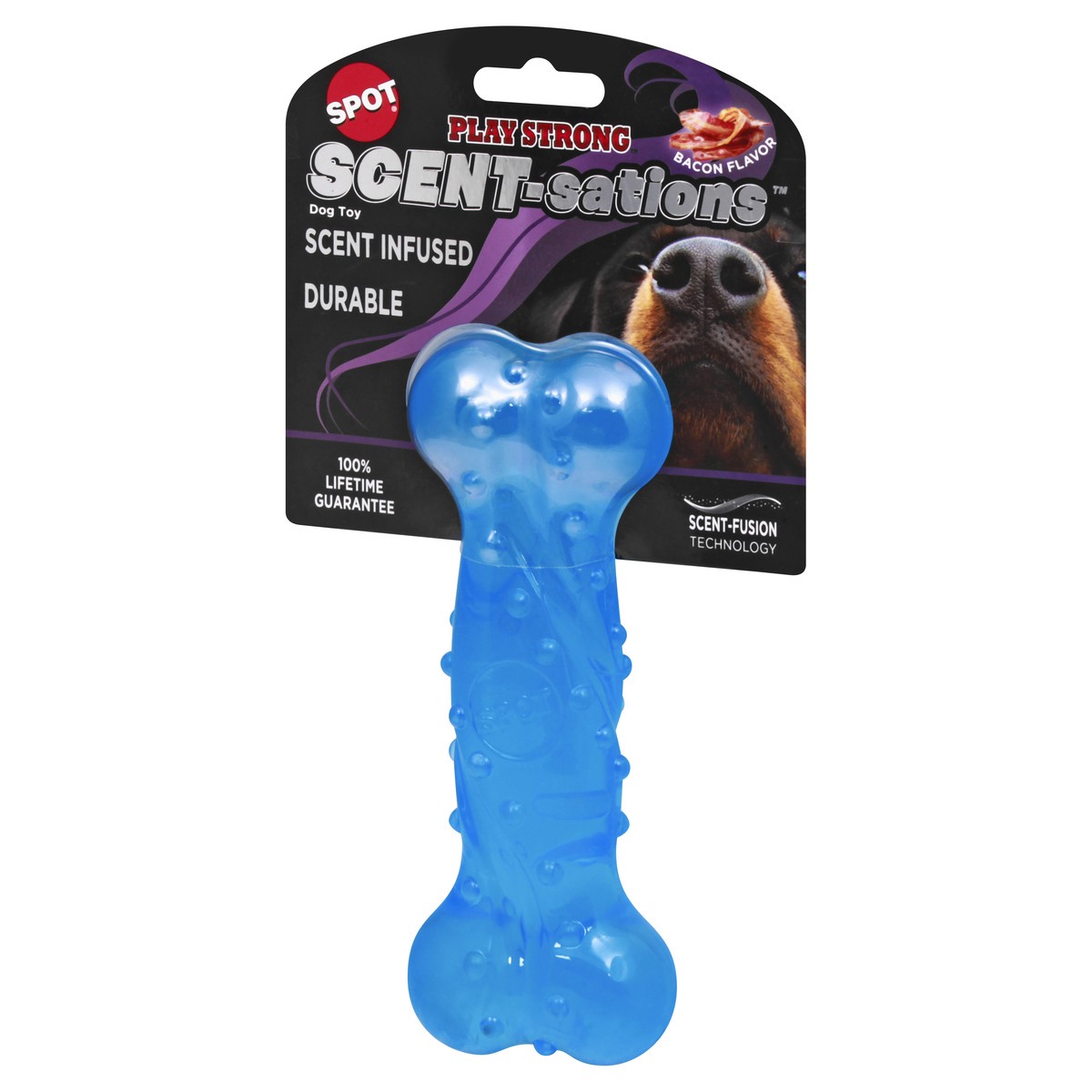 slide 7 of 9, SCENT-sations Spot 6 Inch Scent Infused Bone Bacon Flavor Dog Toy 1 ea, 1 ct