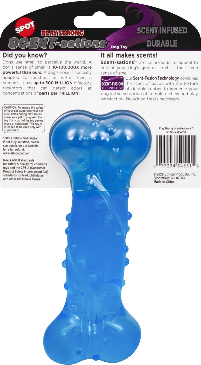 slide 3 of 9, SCENT-sations Spot 6 Inch Scent Infused Bone Bacon Flavor Dog Toy 1 ea, 1 ct