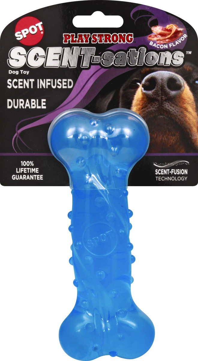 slide 9 of 9, SCENT-sations Spot 6 Inch Scent Infused Bone Bacon Flavor Dog Toy 1 ea, 1 ct