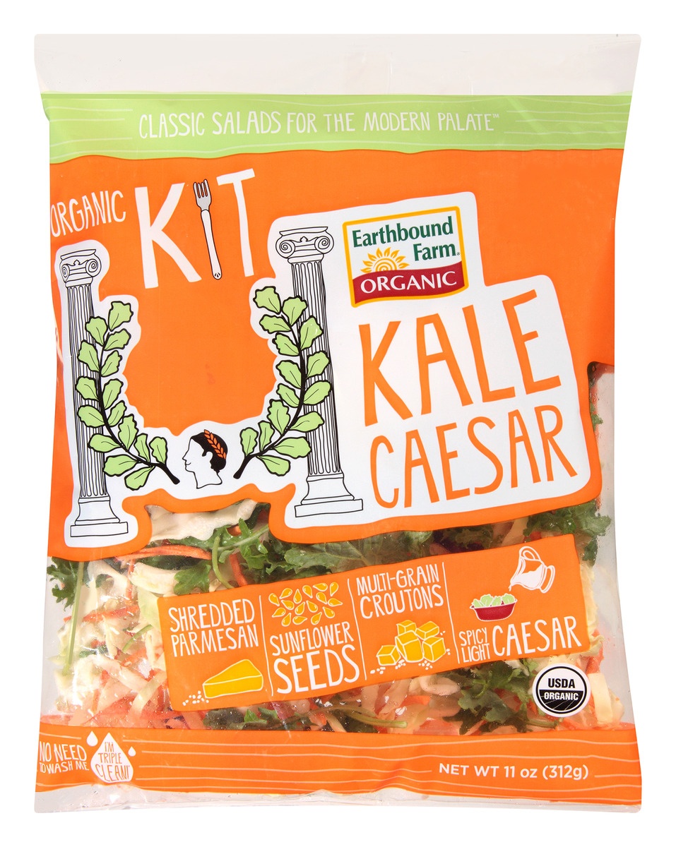 slide 1 of 1, Earthbound Farms Organic Kale Caesar Salad Kit, 11 oz