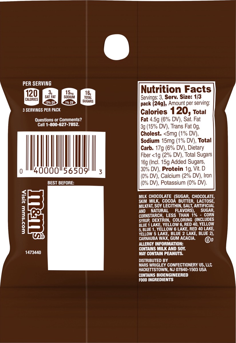 slide 5 of 7, M&M's Milk Chocolate Chocolate Candies 2.55 oz, 2.55 oz