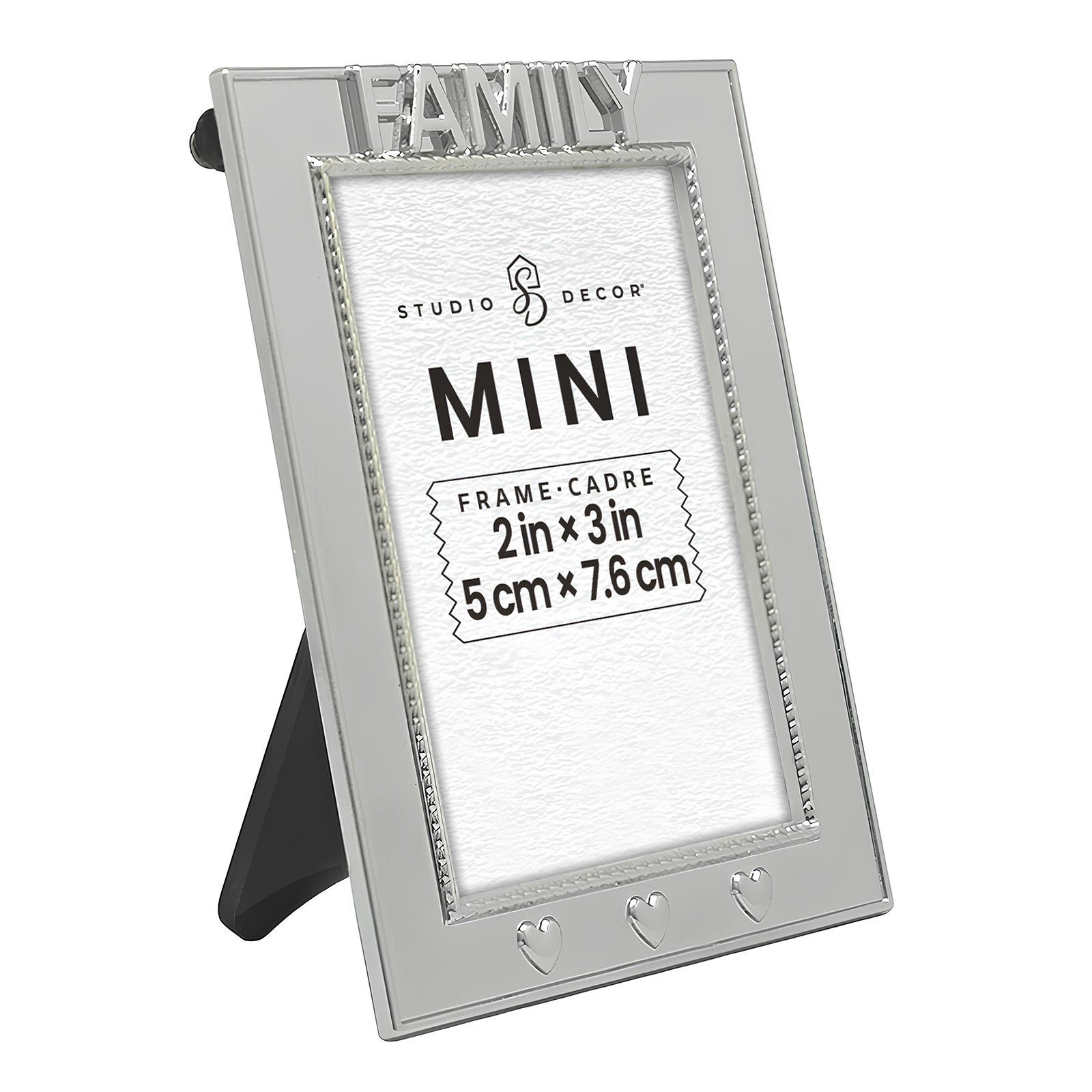 slide 2 of 3, Mini Silver Family Metal Tabletop Frame By Studio Decor, 2.56 in x 3.39 in x 0.43 in