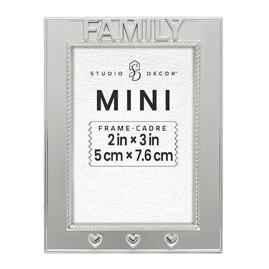 slide 1 of 3, Mini Silver Family Metal Tabletop Frame By Studio Decor, 2.56 in x 3.39 in x 0.43 in