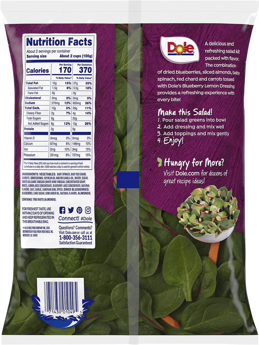 slide 7 of 7, Dole Premium Blueberry Bliss Salad Kit, 6.9 oz