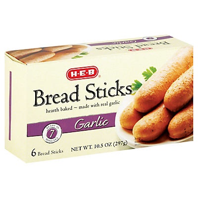 slide 1 of 1, H-E-B Garlic Bread Sticks, 6 ct