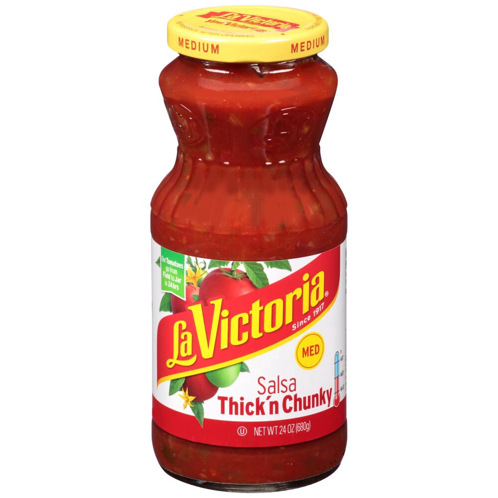 slide 1 of 2, LA VICTORIA Medium Salsa Thick 'n Chunky, 24 oz