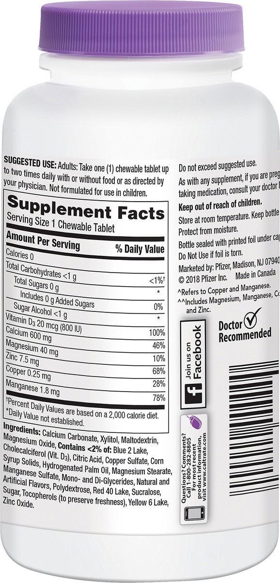 slide 3 of 11, Caltrate 600+D3 Plus Minerals (Cherry, Orange, and Fruit Punch, 90 Count) Calcium & Vitamin D3 Chewable Supplement, 600mg, 90 ct