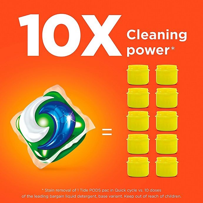 slide 4 of 7, Tide PODS Liquid Laundry Detergent Soap Pacs, HE Compatible, 57 Count, Powerful 3-in-1 Clean in one Step, Clean Breeze Scent, 57 ct