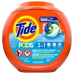 Tide PODS Liquid Laundry Detergent Soap Pacs, HE Compatible, 57 Count, Powerful 3-in-1 Clean in one Step, Clean Breeze Scent