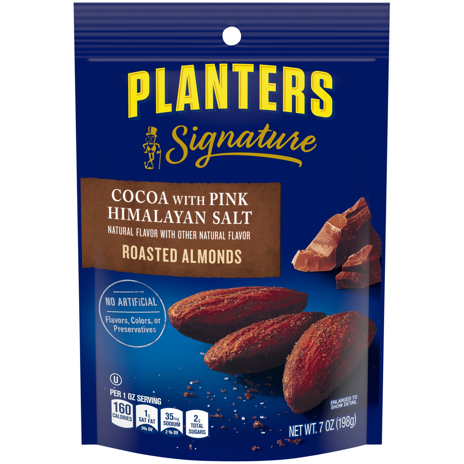 slide 1 of 6, Planters Signature Roasted Almonds with Cocoa & Pink Himalayan Salt, 7 oz