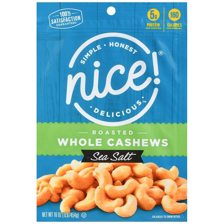slide 4 of 5, Nice! Roasted Whole Cashews Sea Salt, 16 oz