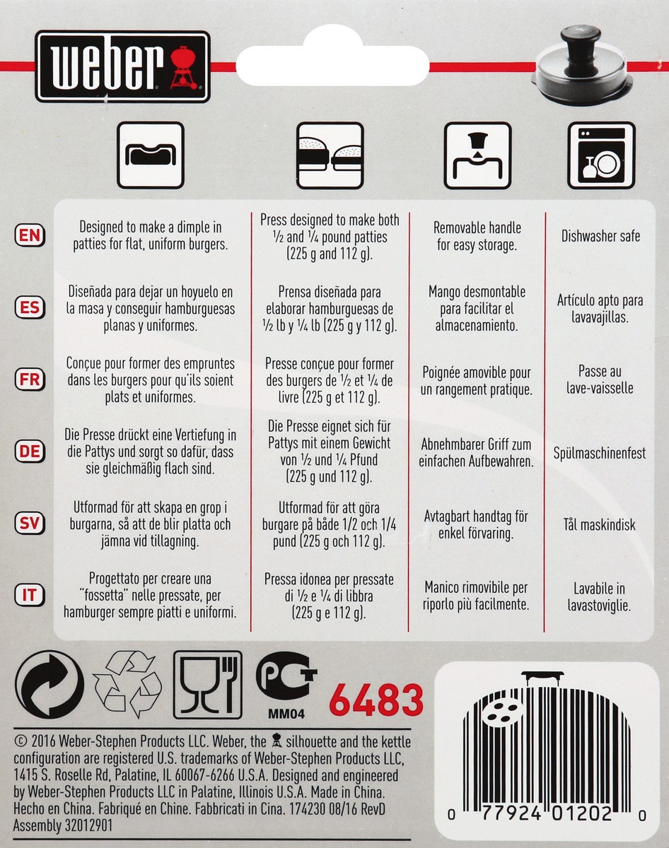 slide 5 of 9, Weber Burger Press 1 ea, 1 ct