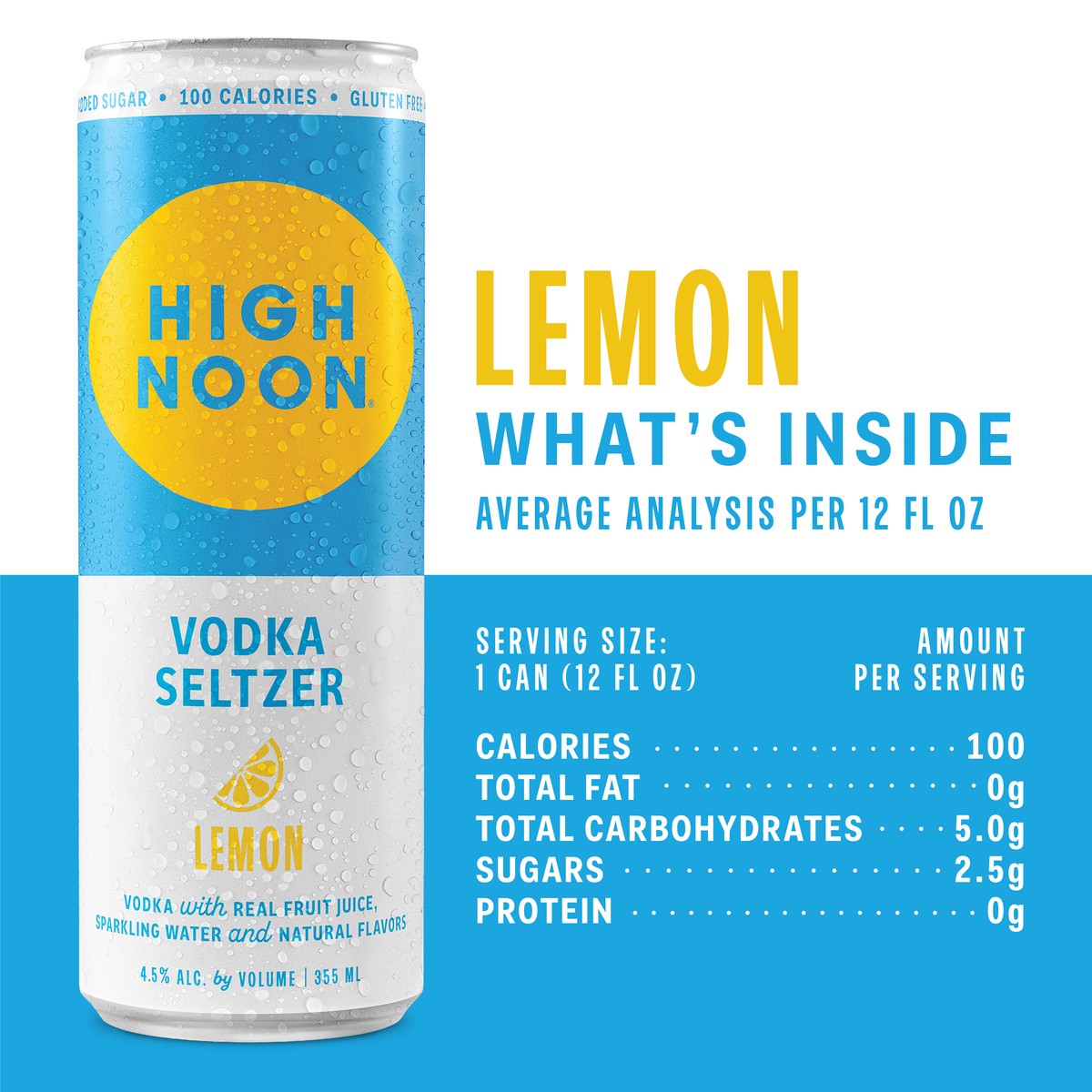 slide 2 of 4, High Noon Lemon Vodka Hard Seltzer 355ml Can 4pk, 4 ct; 12 oz