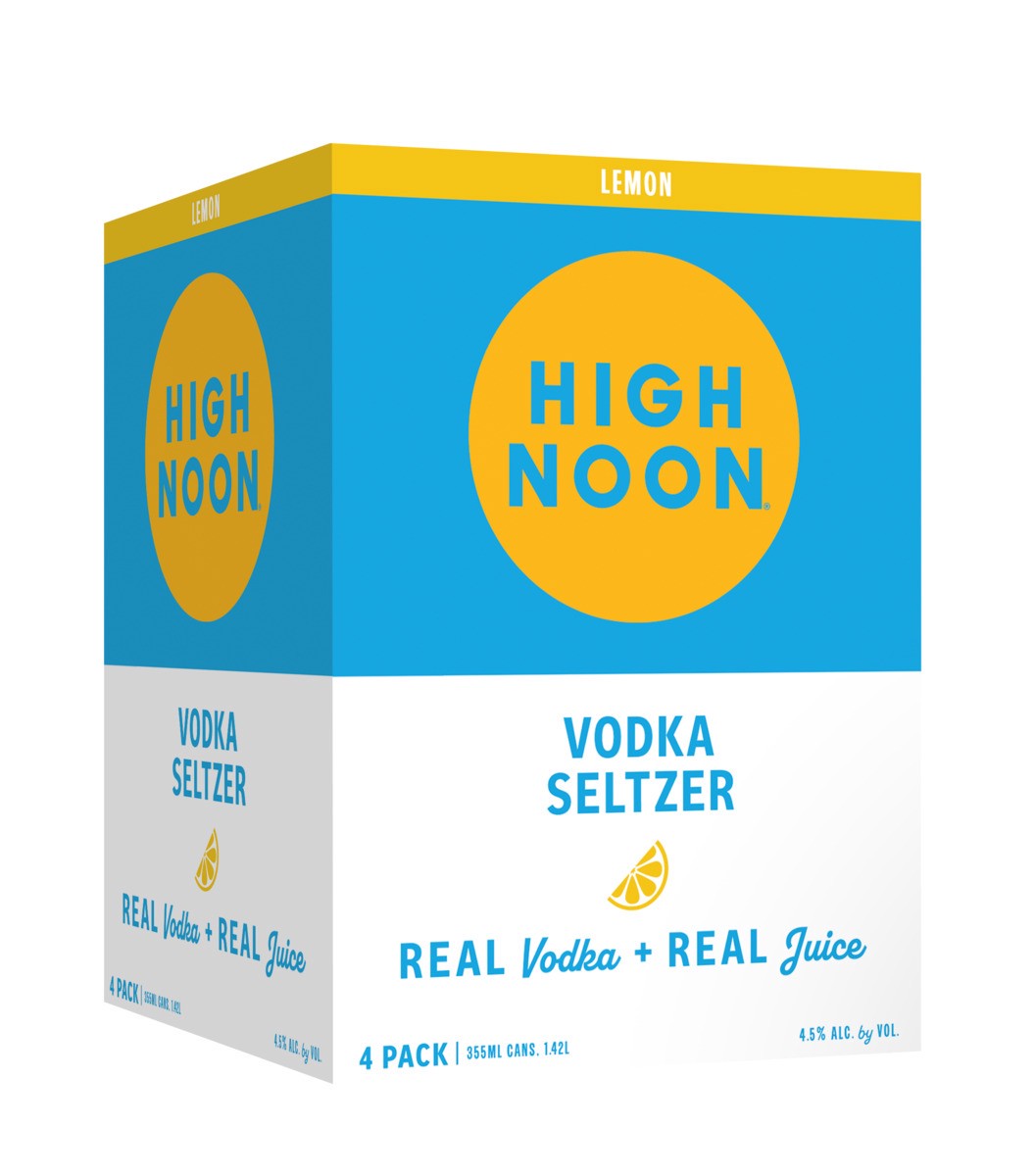 slide 1 of 4, High Noon Lemon Vodka Hard Seltzer 355ml Can 4pk, 4 ct; 12 oz