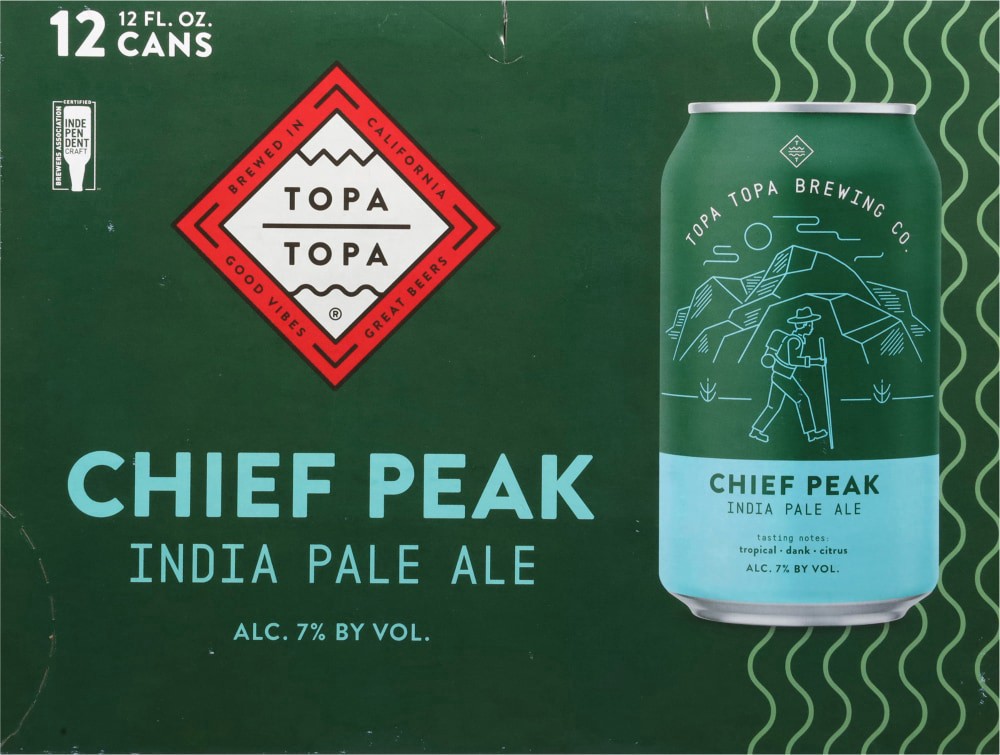slide 4 of 5, Topa Topa Brewing Co. India Pale Ale Chief Peak Beer 12 -12 fl oz Cans, 12 ct