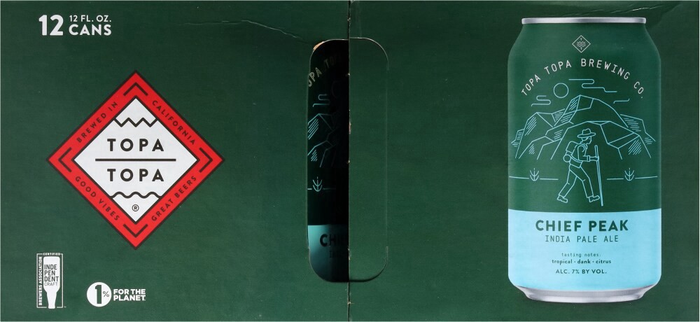 slide 5 of 5, Topa Topa Brewing Co. India Pale Ale Chief Peak Beer 12 -12 fl oz Cans, 12 ct