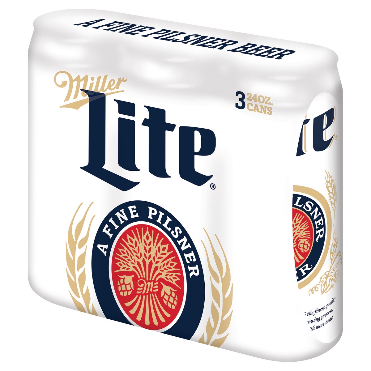 slide 1 of 1, Miller Lite Light Lager Beer 4.2% ABV, 3-pack, 24oz beer cans, 288 oz