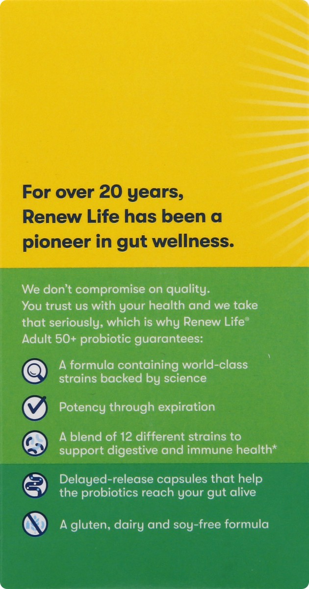 slide 4 of 9, Renew Life Probiotic Adult 50 Plus Supplement, 30 Vegetarian Probiotic Capsules, 25 Billion CFU, 30 ct