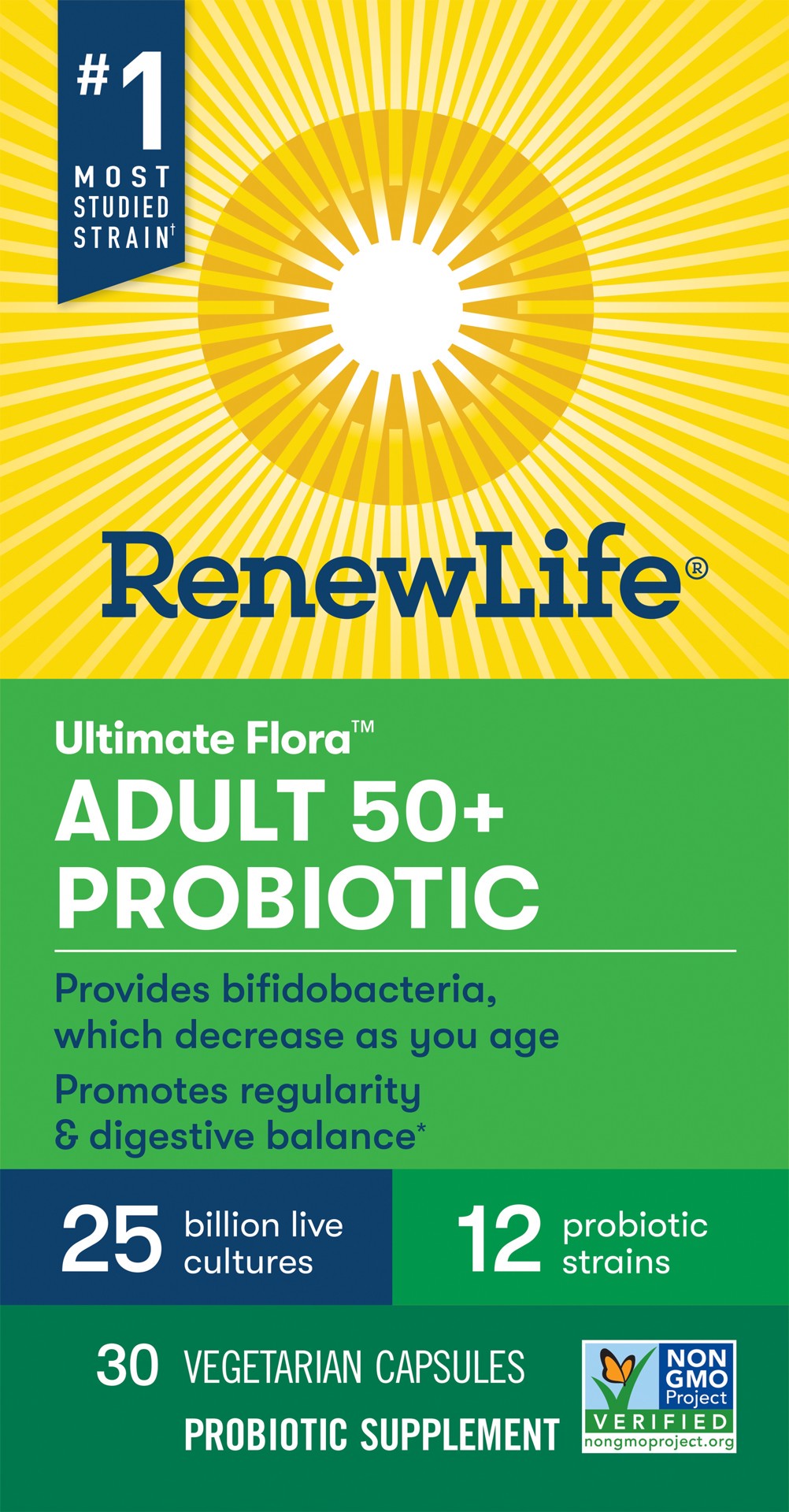 slide 1 of 9, Renew Life Probiotic Adult 50 Plus Supplement, 30 Vegetarian Probiotic Capsules, 25 Billion CFU, 30 ct