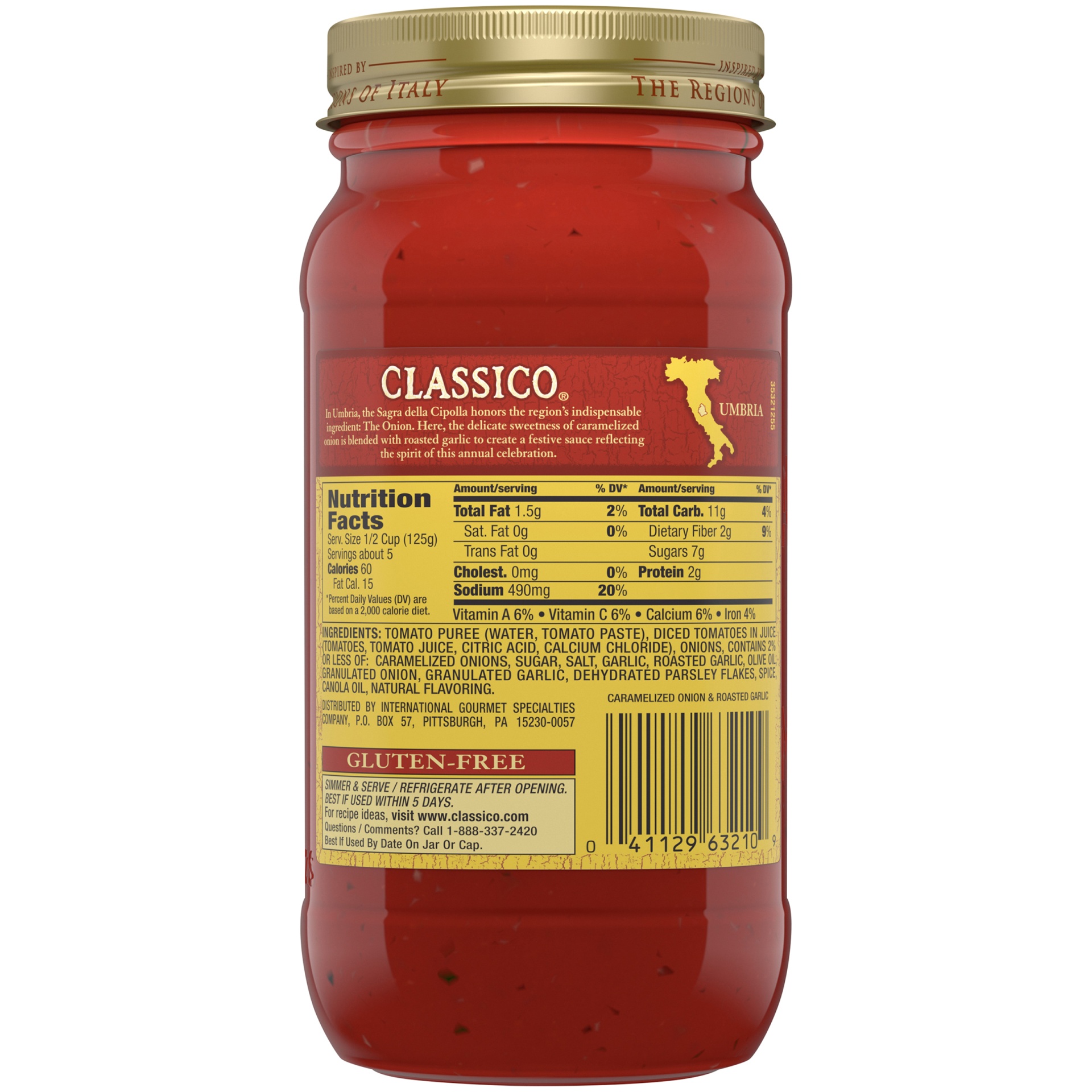 slide 5 of 7, Classico Caramelized Onion & Roasted Garlic Pasta Sauce, 24 oz