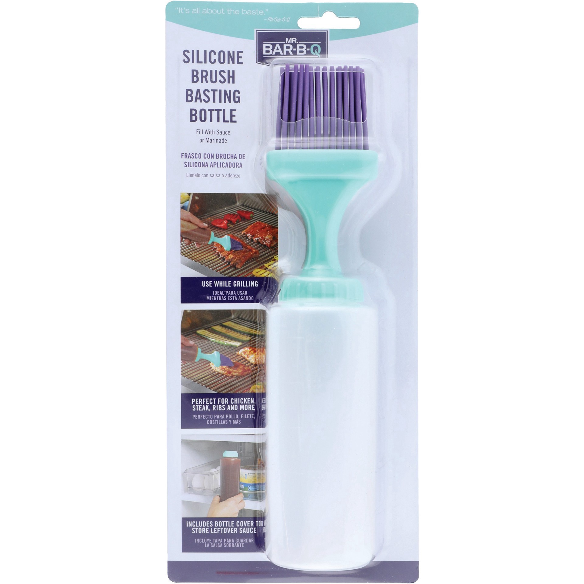 slide 1 of 1, Mr.Bar-B-Q Silicone Brush Basting Bottle, 5.4 in x 2.1 in x 12.3 in