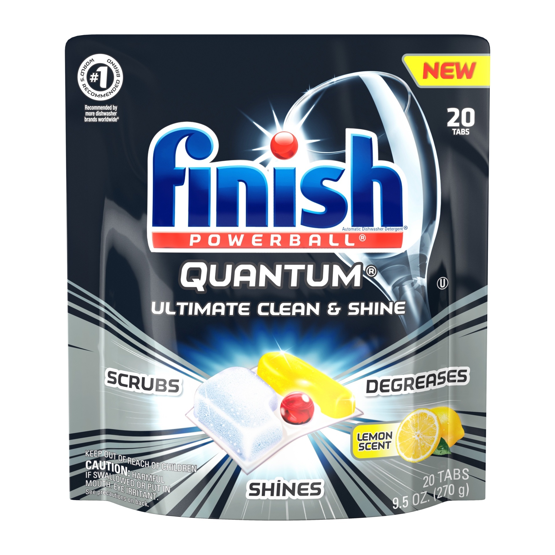 slide 1 of 5, Finish Powerball Quantum Lemon Scent Ultimate Clean Shine, 20 ct