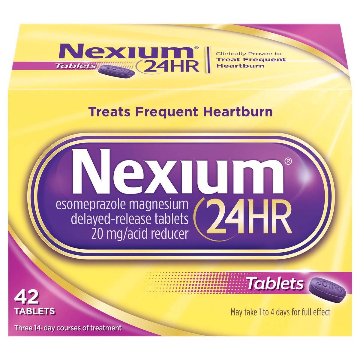 slide 1 of 9, Nexium 24HR 24-Hour Delayed Release Heartburn Relief Tablets with Esomeprazole Magnesium Acid Reducer - 42ct, 42 ct