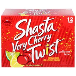 Shasta Twist Caffeine Free + Vitamin C Very Cherry Soda - 12 ct