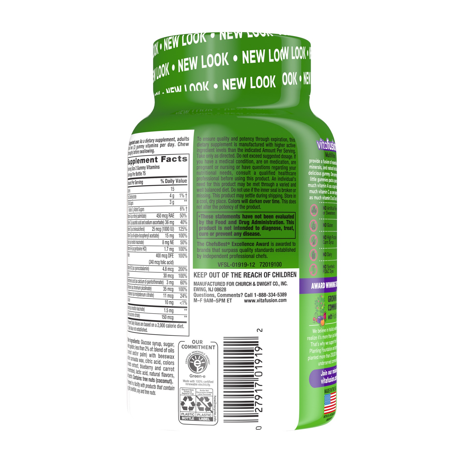 slide 2 of 5, vitafusion Multivites Daily Gummy Multivitamin for Men and Women: vitamin A, B12, B6, C, D & E, Delicious Berry, Peach and Orange Flavors, 150ct (75 day supply), 150 ct