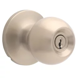 Atlas Ball Entry Door Knob Lock - Satin Nickel