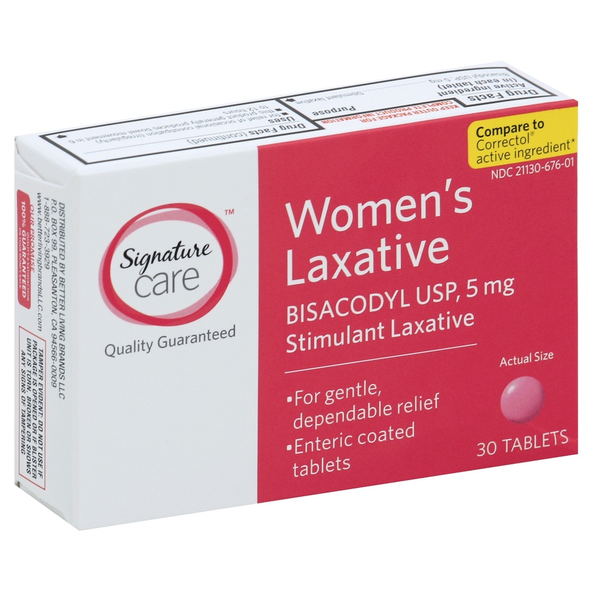 slide 1 of 1, Signature Care Laxative Womens 5 mg Enteric Coated Tablets, 30 ct