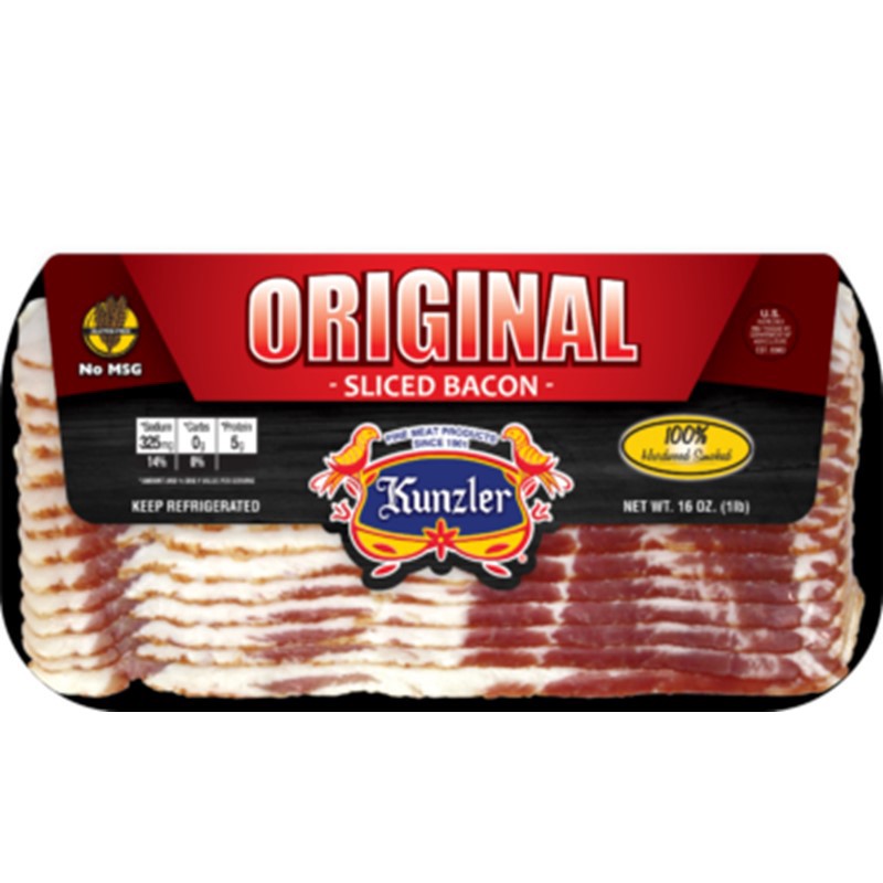 slide 1 of 1, Kunzler Original Sliced Bacon, 16 oz